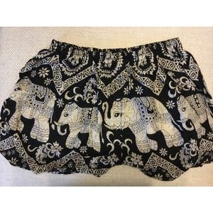 Black Thai Elephant Shorts Expandable Waist Band